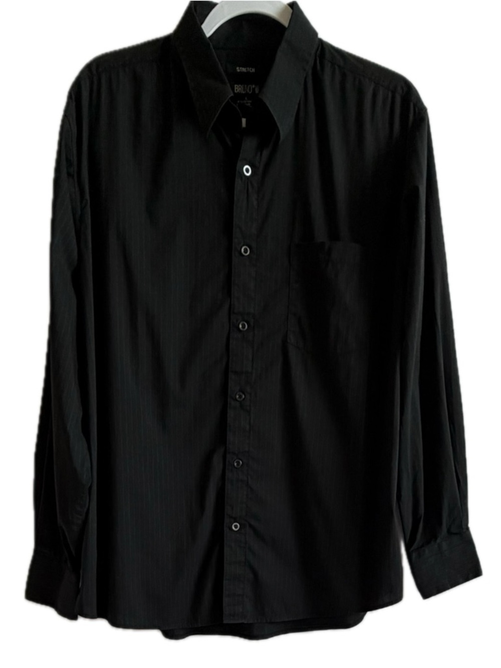 Men’s Bruno Black Button Up Pin Stripe Dress shirt